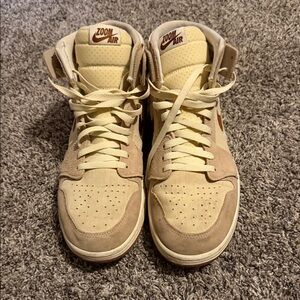 Nike High-Top Sneakers in Beige & Tan with Brown Swoosh
